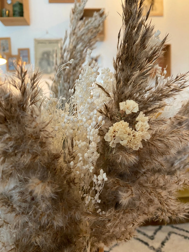 LAUMOE Lot De 80 Grandes Herbes De La Pampa Naturelles 42 Cm – Bouquet Fleurs Séchées Bohème Beige, Idéal Mariage, Déco Maison, Bricolage Et Couloir