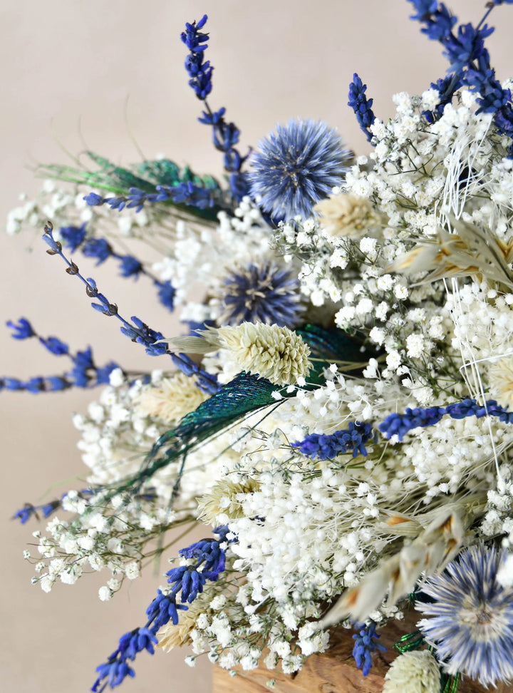 Bouquet de fleurs séchées, Bouquet Léon de plumes et fleurs,