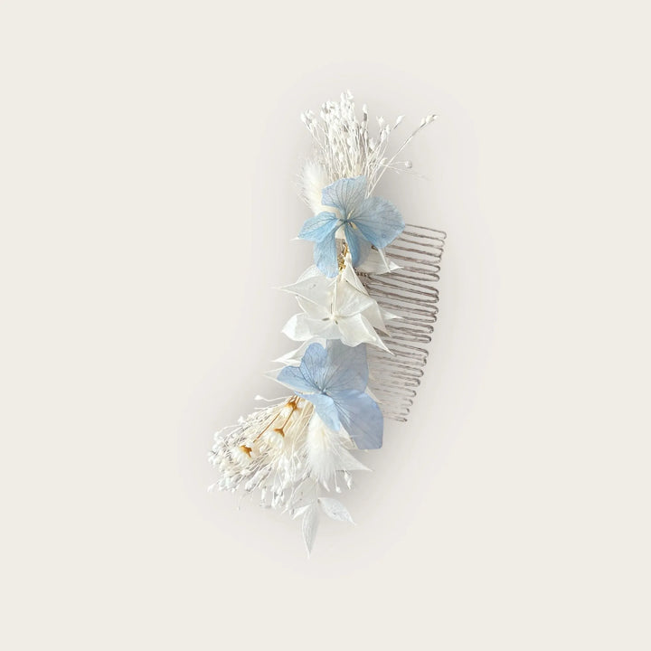 , Peigne en fleurs séchées bleu, collection Brigerton,