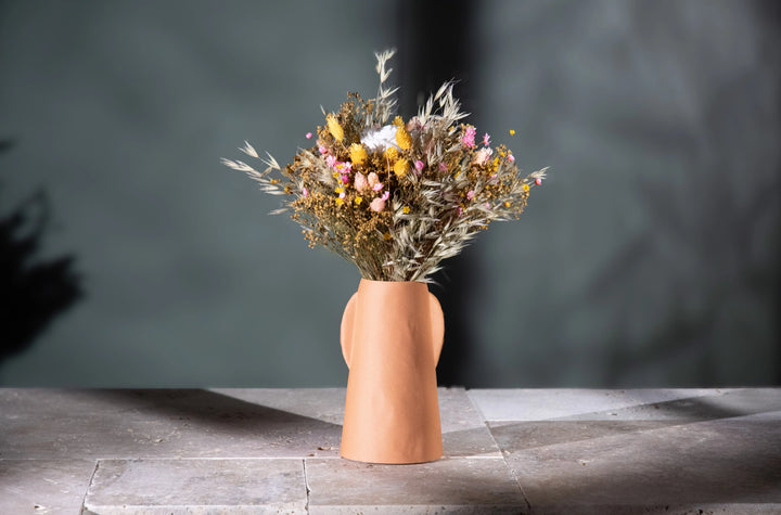 Vase en bois pour fleurs séchées